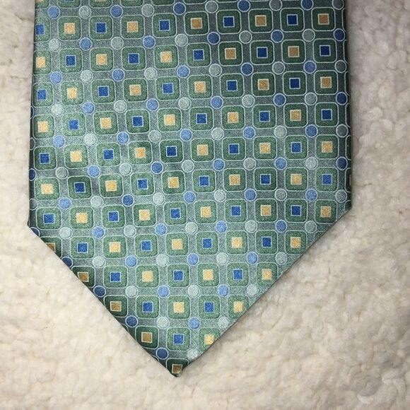 Stunning Light Green Blue Gold Silk Tie - Picture 6 of 6
